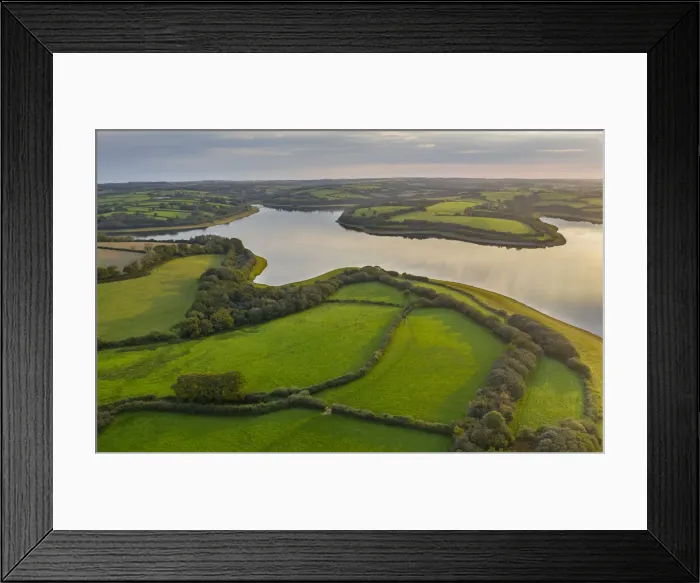 Framed Print : Aerial view of Roadford Lake Reservoir in autumn, West Devon, England, United Kingdom Framed Print : Aerial view of Roadford Lake Reservoir in autumn, West Devon, England, United Kingdom
