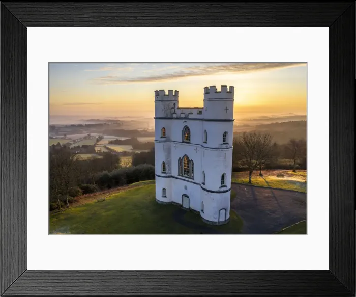 Framed Print : Sunrise at Haldon Belvedere (Lawrence Castle) in winter, Devon, England, United Kingdom Framed Print : Sunrise at Haldon Belvedere (Lawrence Castle) in winter, Devon, England, United Kingdom