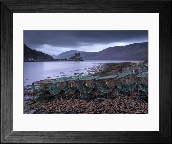 Framed Print : Lobster Creels on the shores of Loch Duich near Eilean Donan Castle, Highlands, Scotland Framed Print : Lobster Creels on the shores of Loch Duich near Eilean Donan Castle, Highlands, Scotland