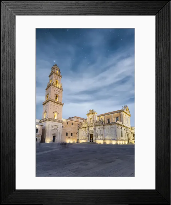 Framed Print : Bell tower and Cathedral at night, Piazza del Duomo, Lecce, Salento, Apulia, Italy Framed Print : Bell tower and Cathedral at night, Piazza del Duomo, Lecce, Salento, Apulia, Italy