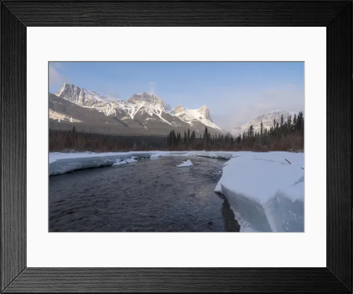 Framed Print : Policemans Creek in winter with Ha Ling Peak at sunrise, Bow Valley Provincial Park Framed Print : Policemans Creek in winter with Ha Ling Peak at sunrise, Bow Valley Provincial Park