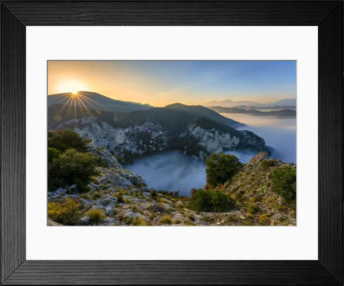Framed Print : River Condigliano in the fog, Furlo Gorge, Marche, Italy, Europe Framed Print : River Condigliano in the fog, Furlo Gorge, Marche, Italy, Europe