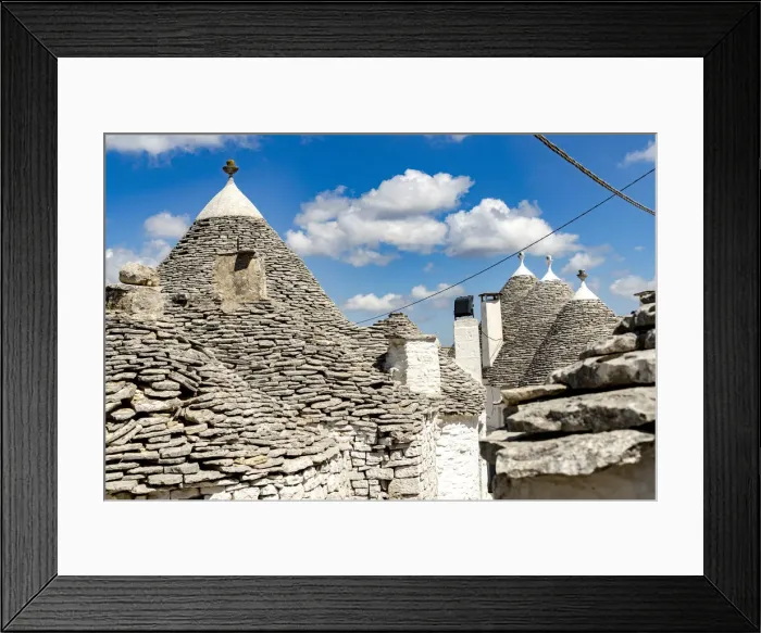 Framed Print : Details of the conical stone roofs of Trulli traditional houses, Alberobello Framed Print : Details of the conical stone roofs of Trulli traditional houses, Alberobello