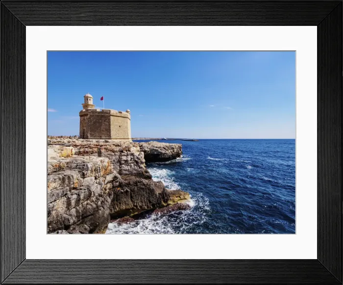 Framed Print : Castell de Sant Nicolau, coastal defense castle tower, Ciutadella, Menorca (Minorca) Framed Print : Castell de Sant Nicolau, coastal defense castle tower, Ciutadella, Menorca (Minorca)