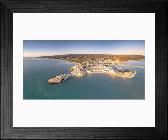 Framed Print : Aerial view of Vieste at sunrise in summer, Foggia province, Gargano National Park Framed Print : Aerial view of Vieste at sunrise in summer, Foggia province, Gargano National Park