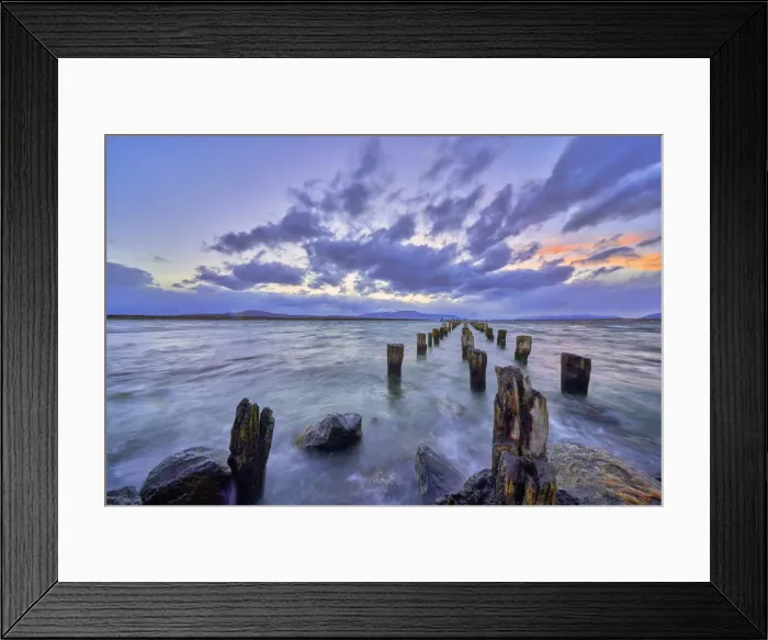 Framed Print : Pier at sunrise, Puerto Natales, Torres del Paine National Park Framed Print : Pier at sunrise, Puerto Natales, Torres del Paine National Park