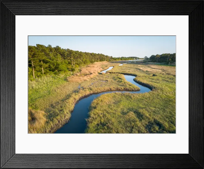 Framed Print : Winding creek through Chesapeake Bay salt water marsh near Hampton, Virginia Framed Print : Winding creek through Chesapeake Bay salt water marsh near Hampton, Virginia