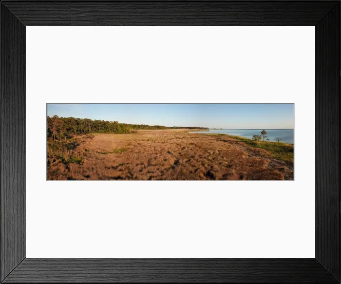 Framed Print : Aerial Panorama of Pamlico Sound salt marsh, Nags Head, North Carolina Framed Print : Aerial Panorama of Pamlico Sound salt marsh, Nags Head, North Carolina