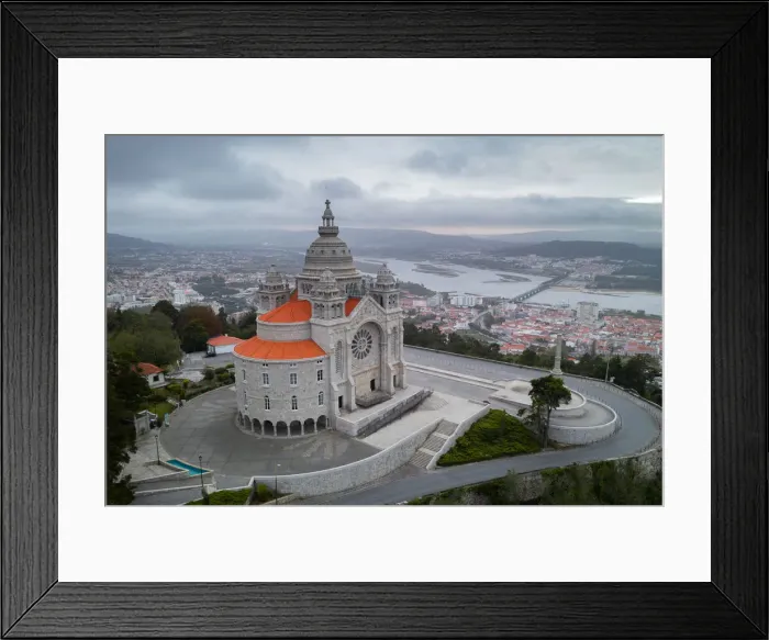 Framed Print : Santa Luzia Church sanctuary, drone aerial view, Viana do Castelo