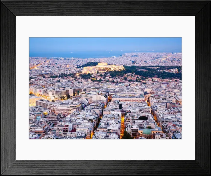 Framed Print : Aerial view of the Acropolis and the city of Athens, Attica, Greece, Europe Framed Print : Aerial view of the Acropolis and the city of Athens, Attica, Greece, Europe
