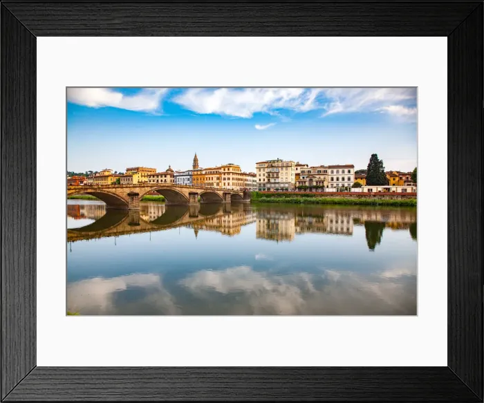 Framed Print : Bridge reflected in the River Arno, Florence, Tuscany, Italy, Europe Framed Print : Bridge reflected in the River Arno, Florence, Tuscany, Italy, Europe
