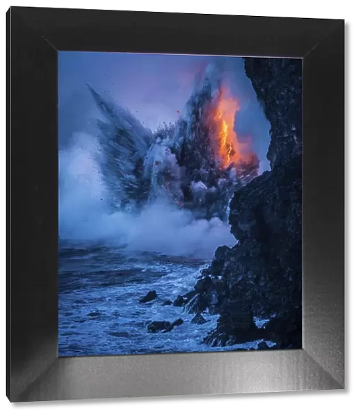 An explosion resembling an angel rises from the sea, created by rare natural forces when