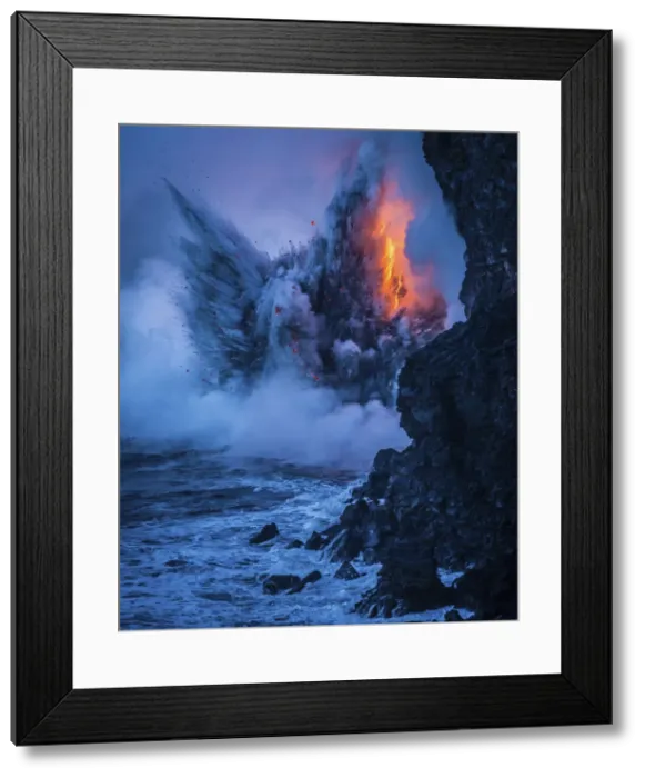 Framed Print : An explosion resembling an angel rises from the sea, created by rare natural forces when Framed Print : An explosion resembling an angel rises from the sea, created by rare natural forces when
