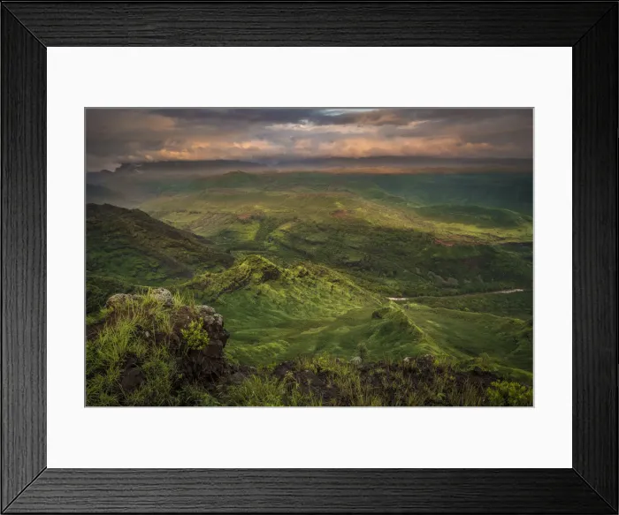 Framed Print : Sunrise over the green southern end of Waimea Canyon in the spring, Kauai, Hawaii Framed Print : Sunrise over the green southern end of Waimea Canyon in the spring, Kauai, Hawaii