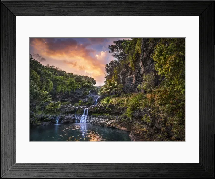 Framed Print : Sunset clouds float by over the Pools of Ohe o (Seven Sacred Pools) Framed Print : Sunset clouds float by over the Pools of Ohe o (Seven Sacred Pools)