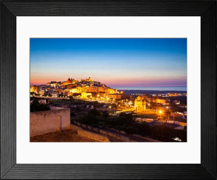 Framed Print : Ostuni at dusk, Province of Brindisi, Apulia, Italy, Europe Framed Print : Ostuni at dusk, Province of Brindisi, Apulia, Italy, Europe