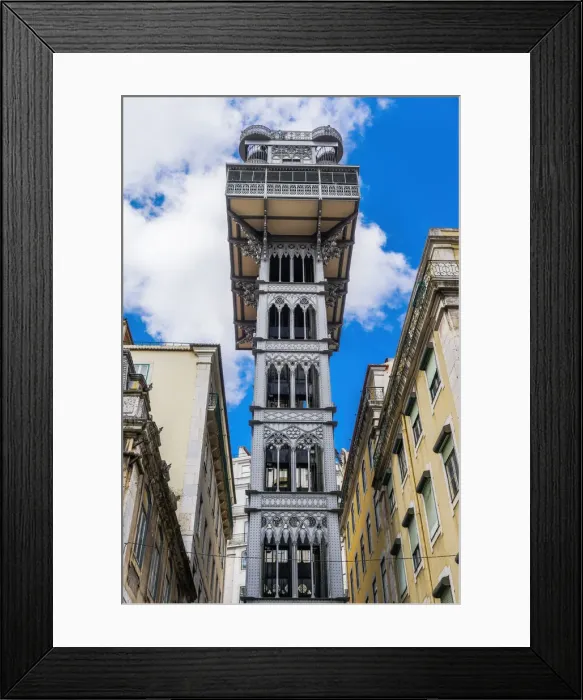 Framed Print : Low angle day view of iconic Santa Justa Lift (Elevador de Santa Justa)