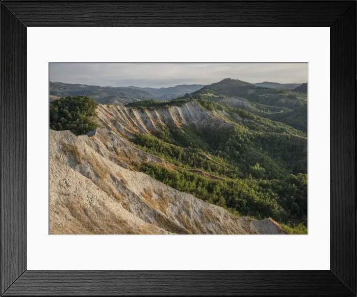 Framed Print : Badlands amphitheater with lush hills, Emilia Romagna, Italy, Europe Framed Print : Badlands amphitheater with lush hills, Emilia Romagna, Italy, Europe