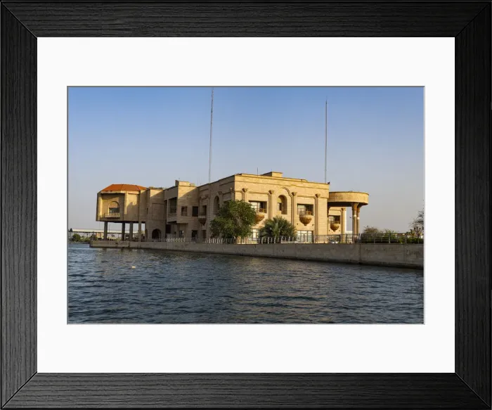 Framed Print : Saddam Husseins old palace, Arvand Rood, Schatt Al-Arab, Basra, Iraq, Middle East Framed Print : Saddam Husseins old palace, Arvand Rood, Schatt Al-Arab, Basra, Iraq, Middle East