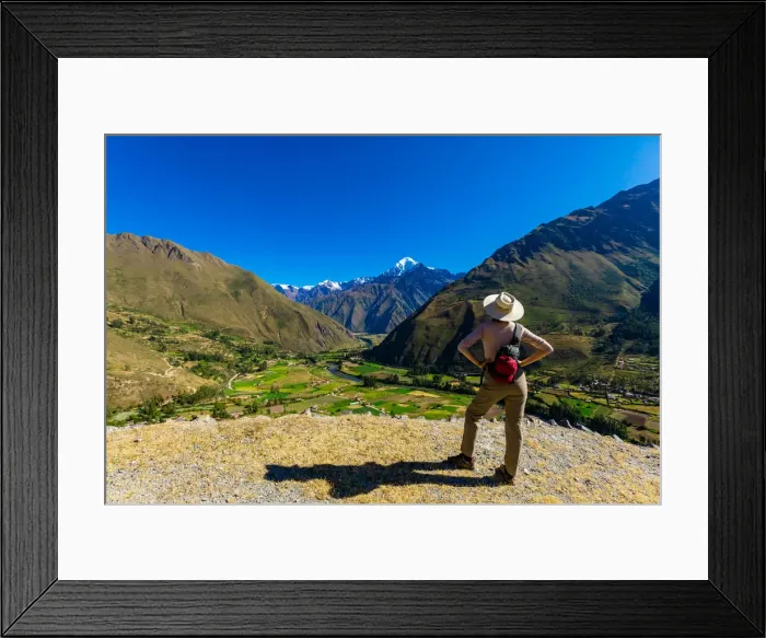 Framed Print : Woman exploring Inti Punku (Sun Gate), Cusco, Peru, South America Framed Print : Woman exploring Inti Punku (Sun Gate), Cusco, Peru, South America