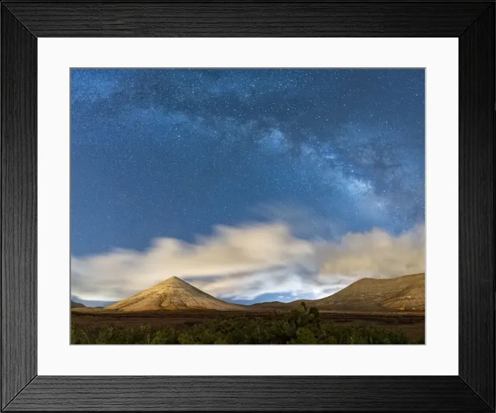Framed Print : Milky Way in the night sky over Montana del Fronton mountain, La Oliva, Fuerteventura Framed Print : Milky Way in the night sky over Montana del Fronton mountain, La Oliva, Fuerteventura