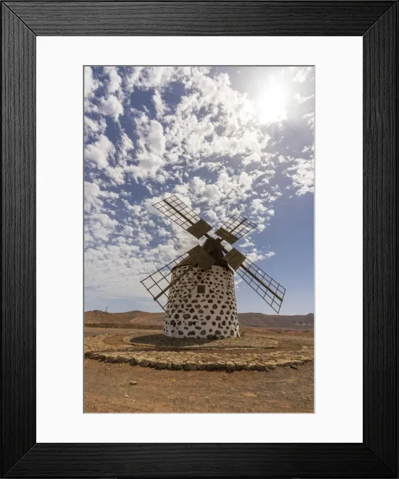 Framed Print : Traditional stone windmill in La Oliva, Fuerteventura, Canary Islands, Spain, Atlantic Framed Print : Traditional stone windmill in La Oliva, Fuerteventura, Canary Islands, Spain, Atlantic