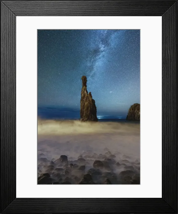 Framed Print : Milky Way shining on sharp rock formation of Ilheus da Rib Framed Print : Milky Way shining on sharp rock formation of Ilheus da Rib