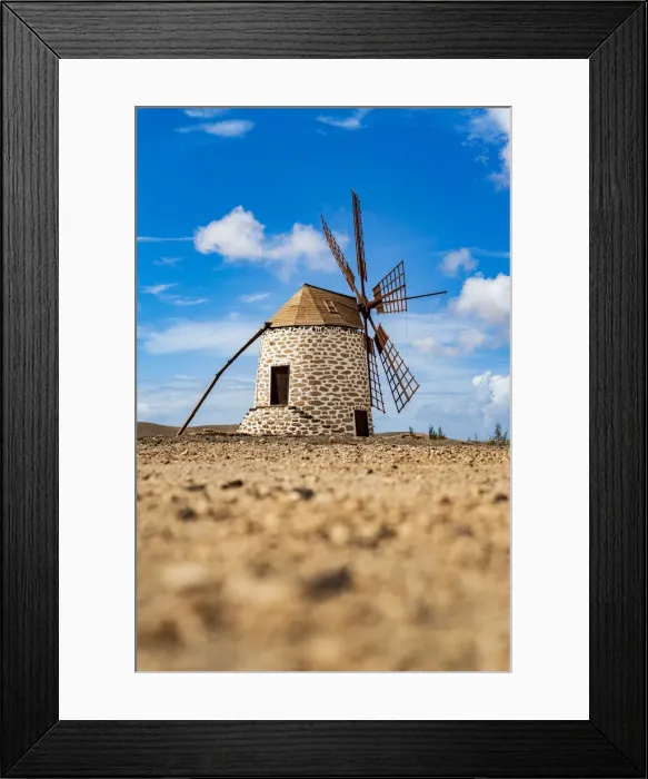 Framed Print : Traditional windmill in the rural landscape of Tefia, Fuerteventura, Canary Islands Framed Print : Traditional windmill in the rural landscape of Tefia, Fuerteventura, Canary Islands