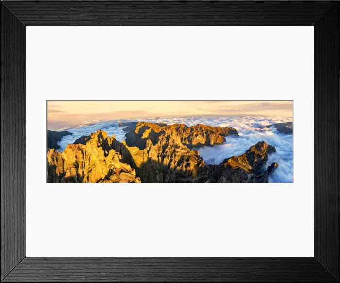 Framed Print : Aerial panoramic of Pico das Torres and Pico do Arieiro mountains in a sea of clouds Framed Print : Aerial panoramic of Pico das Torres and Pico do Arieiro mountains in a sea of clouds