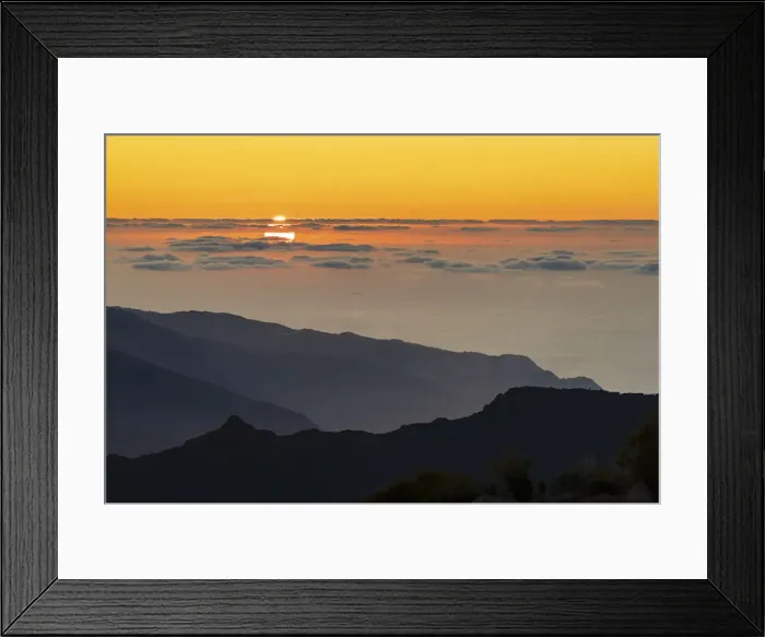 Framed Print : Burning sky at sunset over the Atlantic Ocean and silhouettes of mountains from Pico Framed Print : Burning sky at sunset over the Atlantic Ocean and silhouettes of mountains from Pico