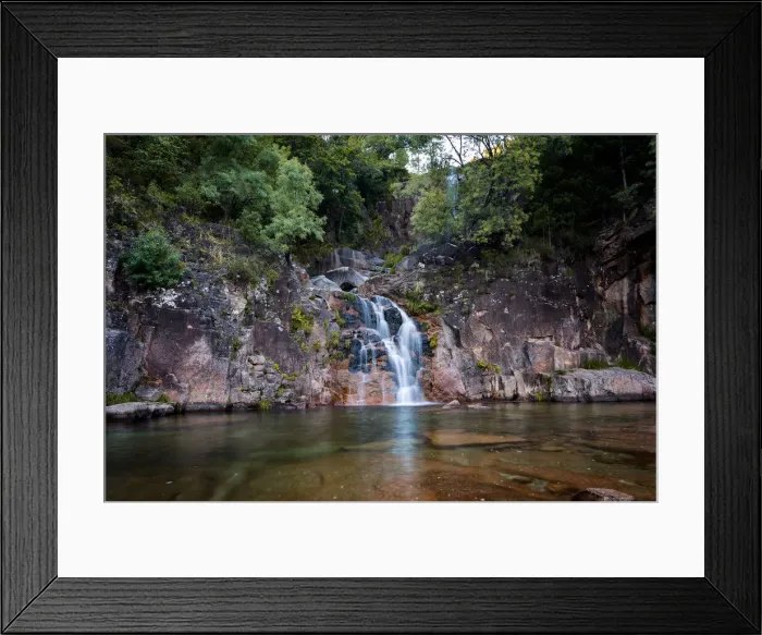 Framed Print : Tahiti waterfall in Geres National Park, Norte, Portugal, Europe Framed Print : Tahiti waterfall in Geres National Park, Norte, Portugal, Europe