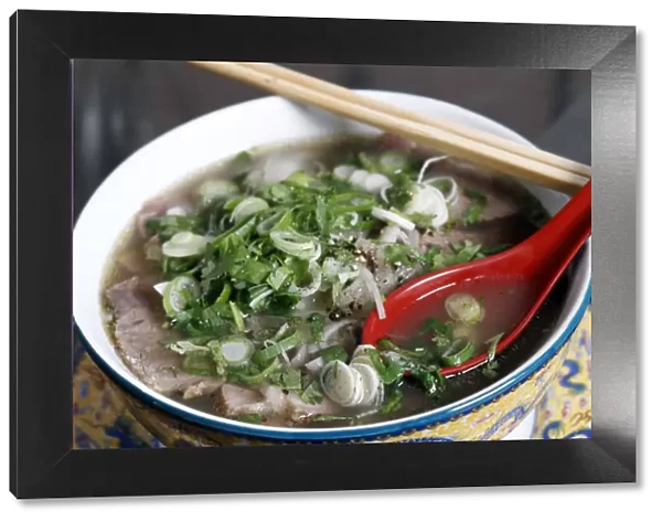 Vietnamese Spicy Sliced Beef and noodle Pho Bo Soup, France, Europe