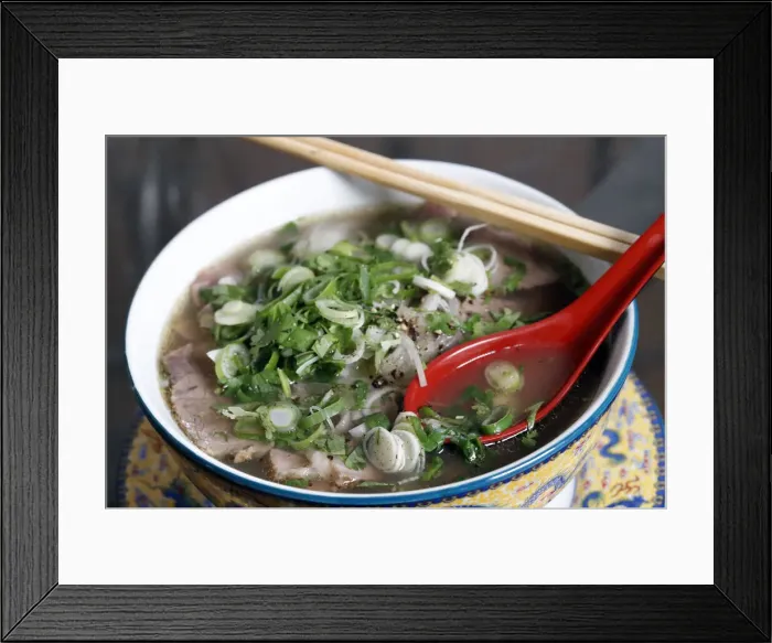 Framed Print : Vietnamese Spicy Sliced Beef and noodle Pho Bo Soup, France, Europe Framed Print : Vietnamese Spicy Sliced Beef and noodle Pho Bo Soup, France, Europe