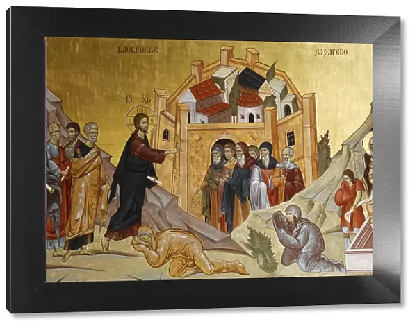 Resurrection fresco of Jesus resurrecting Lazarus, Orthodox Cathedral, Podgorica