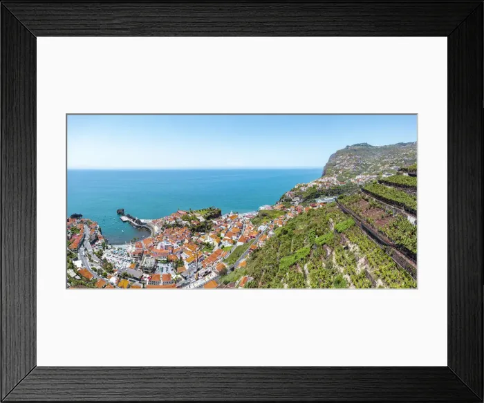 Framed Print : Cultivated terraced fields on hills above the coastal town Camara de Lobos Framed Print : Cultivated terraced fields on hills above the coastal town Camara de Lobos