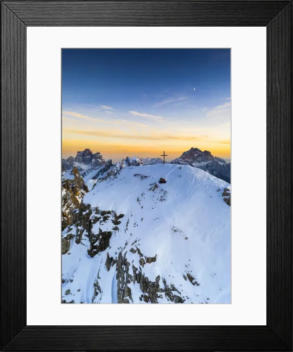 Framed Print : Sunset over the snowy peak of Nuvolau with Monte Pelmo and Civetta on background Framed Print : Sunset over the snowy peak of Nuvolau with Monte Pelmo and Civetta on background