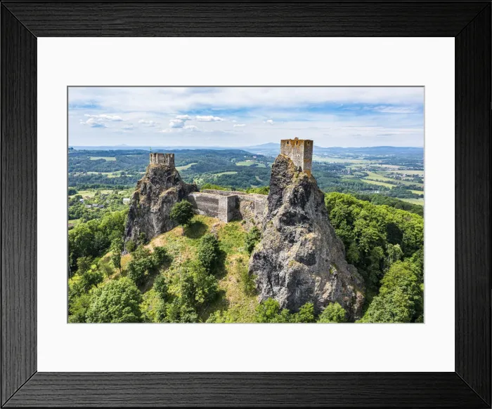 Framed Print : Aerial of Rock town of Hruba Skala with the castle in the background, Bohemian Paradise Framed Print : Aerial of Rock town of Hruba Skala with the castle in the background, Bohemian Paradise