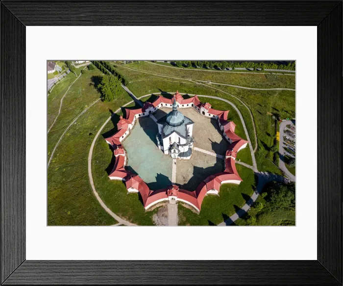 Framed Print : Aerial of the Pilgrimage Church of Saint John of Nepomuk, UNESCO World Heritage Site Framed Print : Aerial of the Pilgrimage Church of Saint John of Nepomuk, UNESCO World Heritage Site