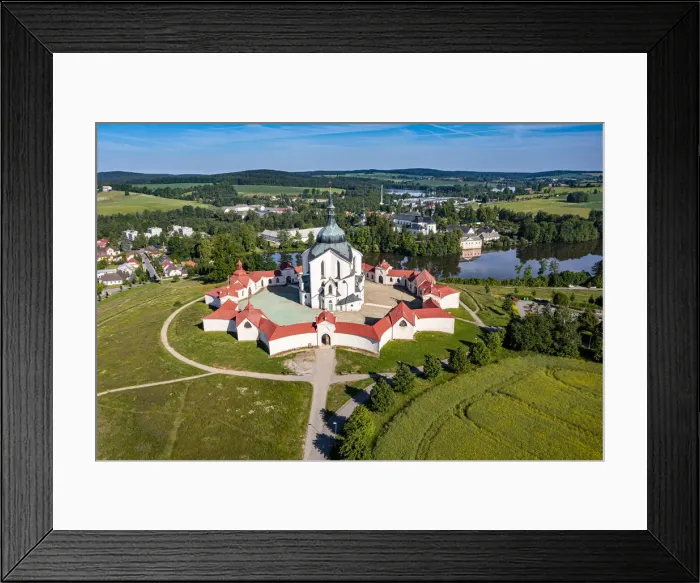 Framed Print : Aerial of the Pilgrimage Church of Saint John of Nepomuk, UNESCO World Heritage Site Framed Print : Aerial of the Pilgrimage Church of Saint John of Nepomuk, UNESCO World Heritage Site