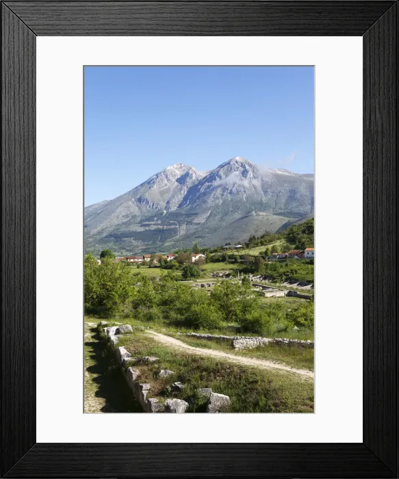 Framed Print : View of Alba Fucens with Mount Velino in the background, Abruzzo, Italy, Europe Framed Print : View of Alba Fucens with Mount Velino in the background, Abruzzo, Italy, Europe