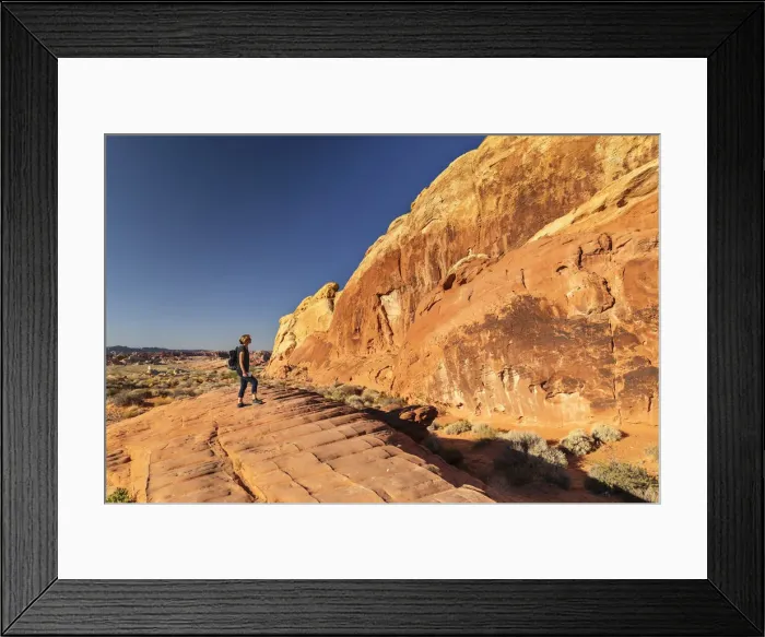 Framed Print : Tourist in Valley of Fire State Park, Nevada, United States of America, North America Framed Print : Tourist in Valley of Fire State Park, Nevada, United States of America, North America