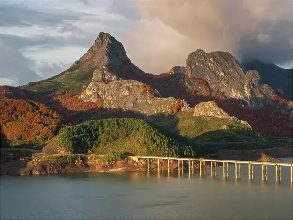 Mountain range landscape during Autumn in Picos de Europa National Park, Spain, Europe