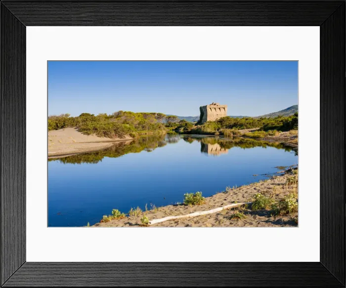 Framed Print : Torre di Buranaccio, Burano lake, and channel to Tyrrhenian sea, Capalbio Framed Print : Torre di Buranaccio, Burano lake, and channel to Tyrrhenian sea, Capalbio