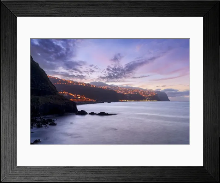 Framed Print : Dusk over the illuminated coastal village of Ponta do Sol, Madeira island, Portugal Framed Print : Dusk over the illuminated coastal village of Ponta do Sol, Madeira island, Portugal