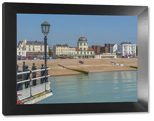 View of beach front houses and Worthing Beach from the pier, Worthing, West Sussex