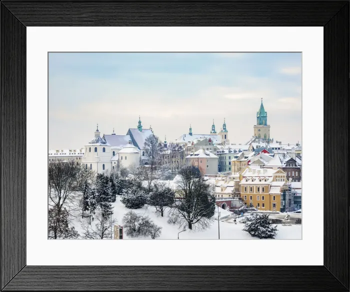 Framed Print : Old Town skyline featuring Dominican Priory, Cathedral and Trinitarian Tower, winter Framed Print : Old Town skyline featuring Dominican Priory, Cathedral and Trinitarian Tower, winter