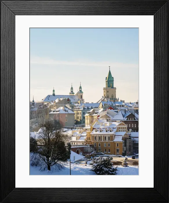 Framed Print : Old Town skyline featuring St. John the Baptist Cathedral and Trinitarian Tower, winter Framed Print : Old Town skyline featuring St. John the Baptist Cathedral and Trinitarian Tower, winter