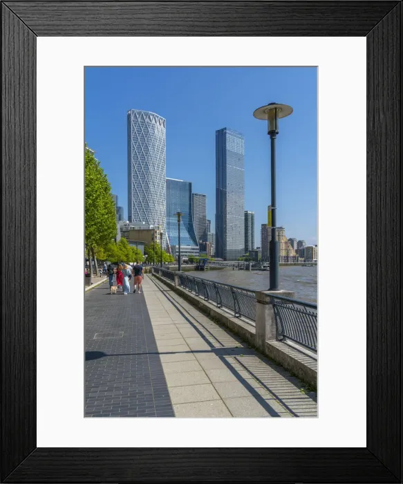 Framed Print : View of Thames Path and Canary Wharf, Limehouse, London, England, United Kingdom, Europe Framed Print : View of Thames Path and Canary Wharf, Limehouse, London, England, United Kingdom, Europe