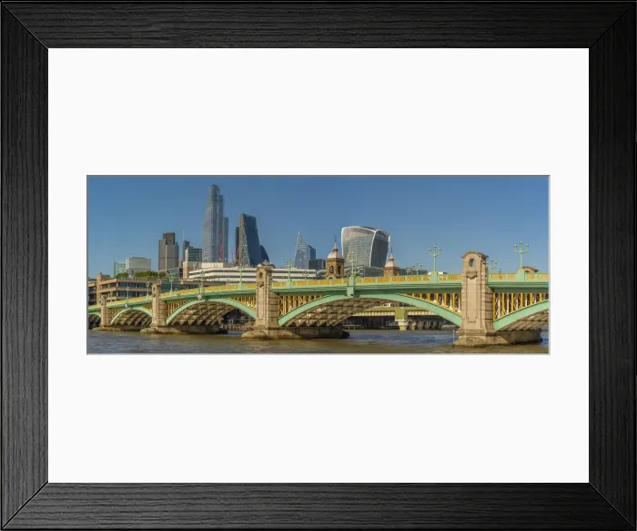 Framed Print : View of Southwark Bridge and the City of London in the background, London, England Framed Print : View of Southwark Bridge and the City of London in the background, London, England