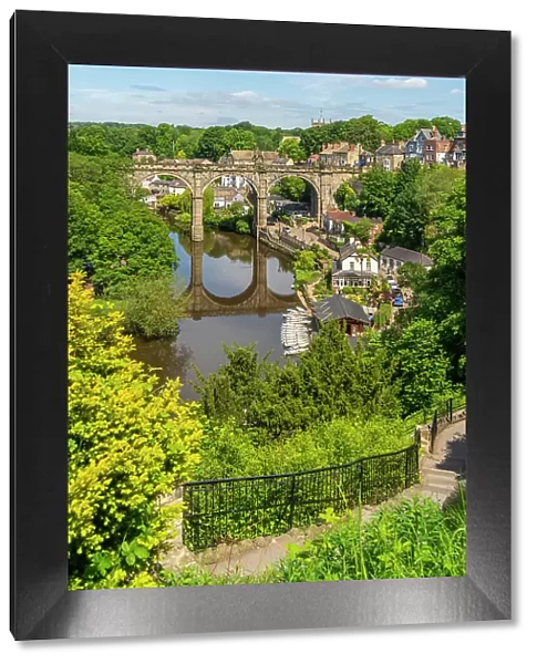 View of Knaresborough viaduct and the River Nidd from path leading to the Castle